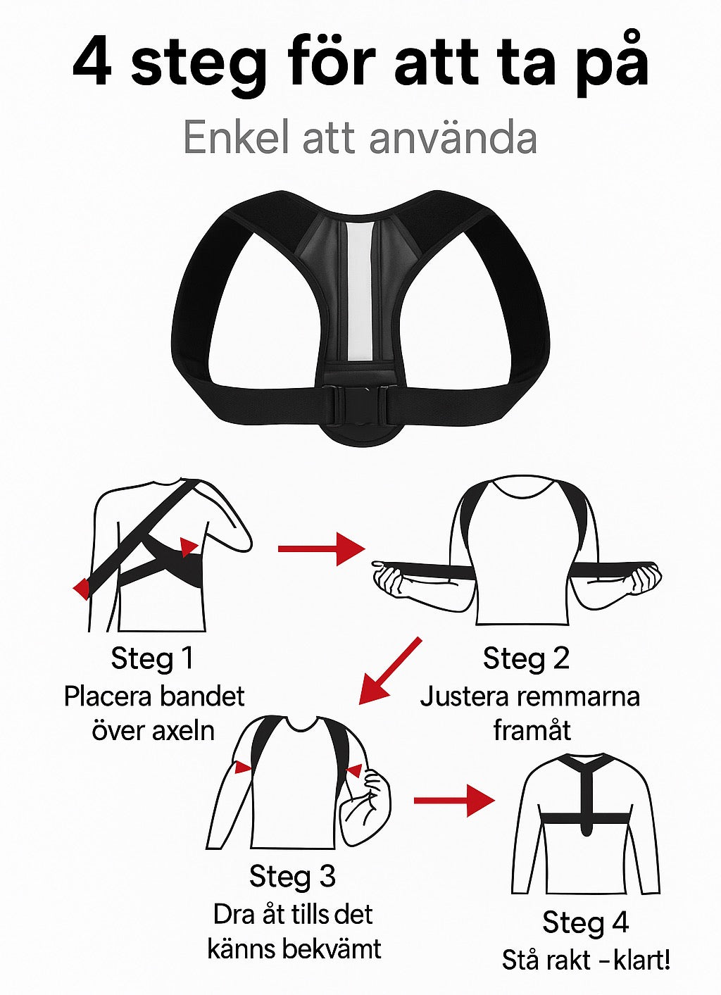 Posture Corrector – Justerbart rygg- och axelstöd (Svart/grön